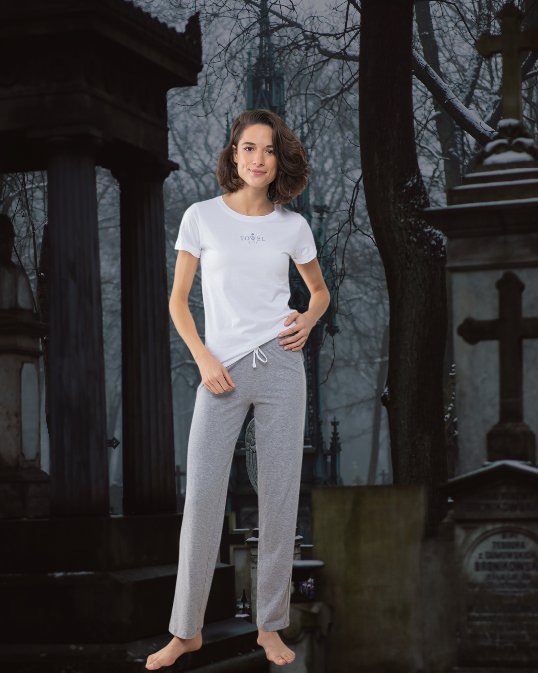 Women's Long Leg Short Sleeve Logo Pyjamas Set