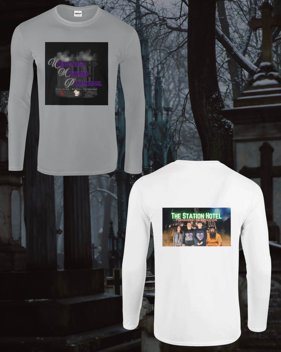 Unisex Long Sleeve Logo T-Shirt - Station Hotel Paranormal Investigation DVD Cover Back