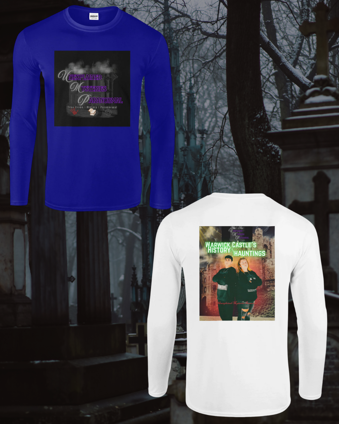 Unisex Long Sleeve Logo T-Shirt - Warwick Castle History & Hauntings DVD Cover back
